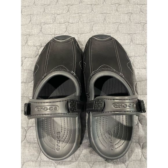 Men’s Crocs Comfort Swiftwater Black Leather Clogs.  Size 9 - Picture 1 of 5